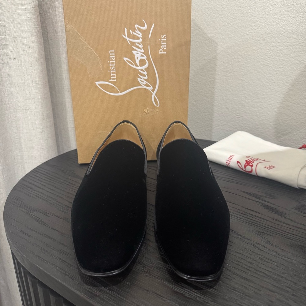 Christian Louboutin Dandelion Loafer Velvet Black 44 - Picture 2 of 9